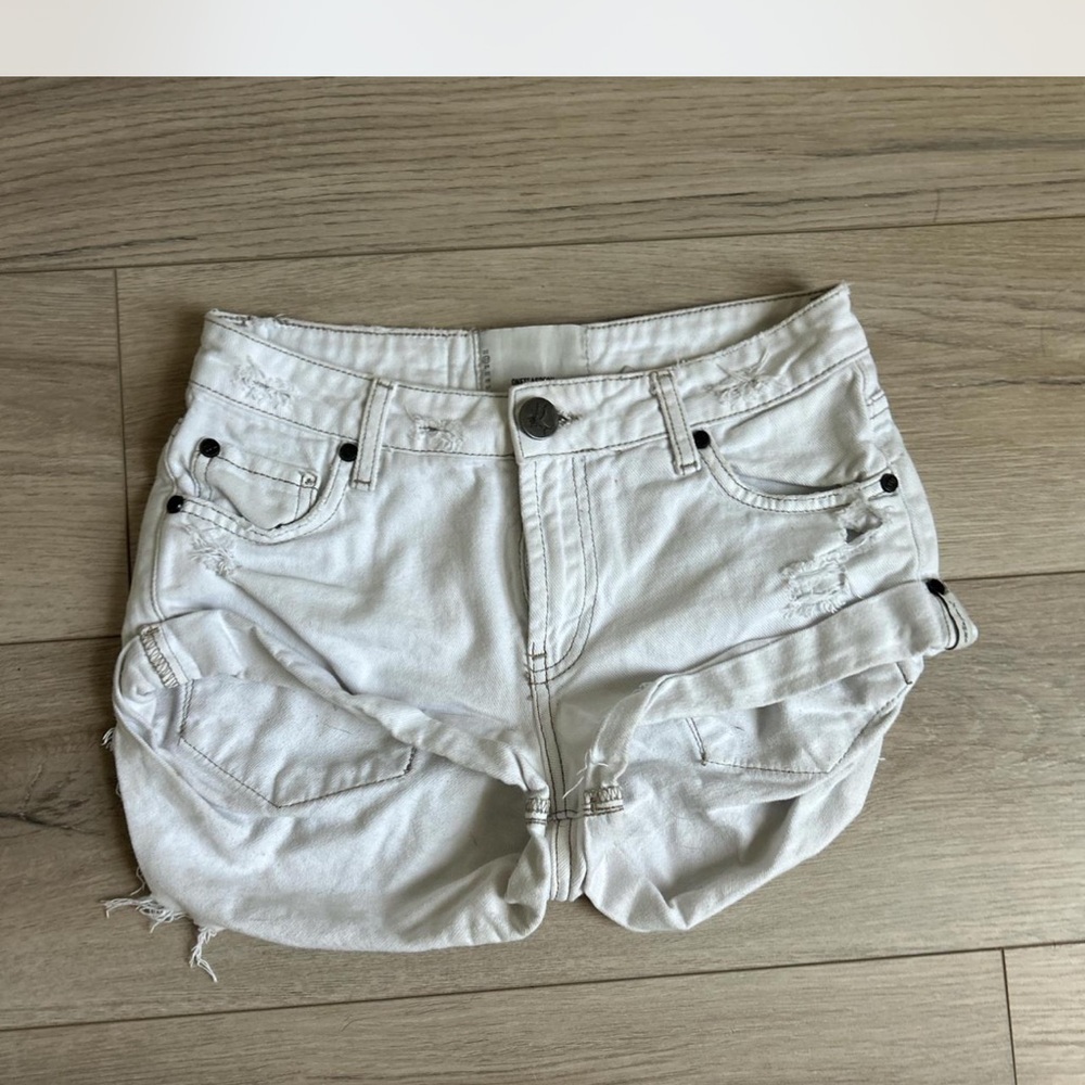 Women's White one teaspoon Denim Shorts